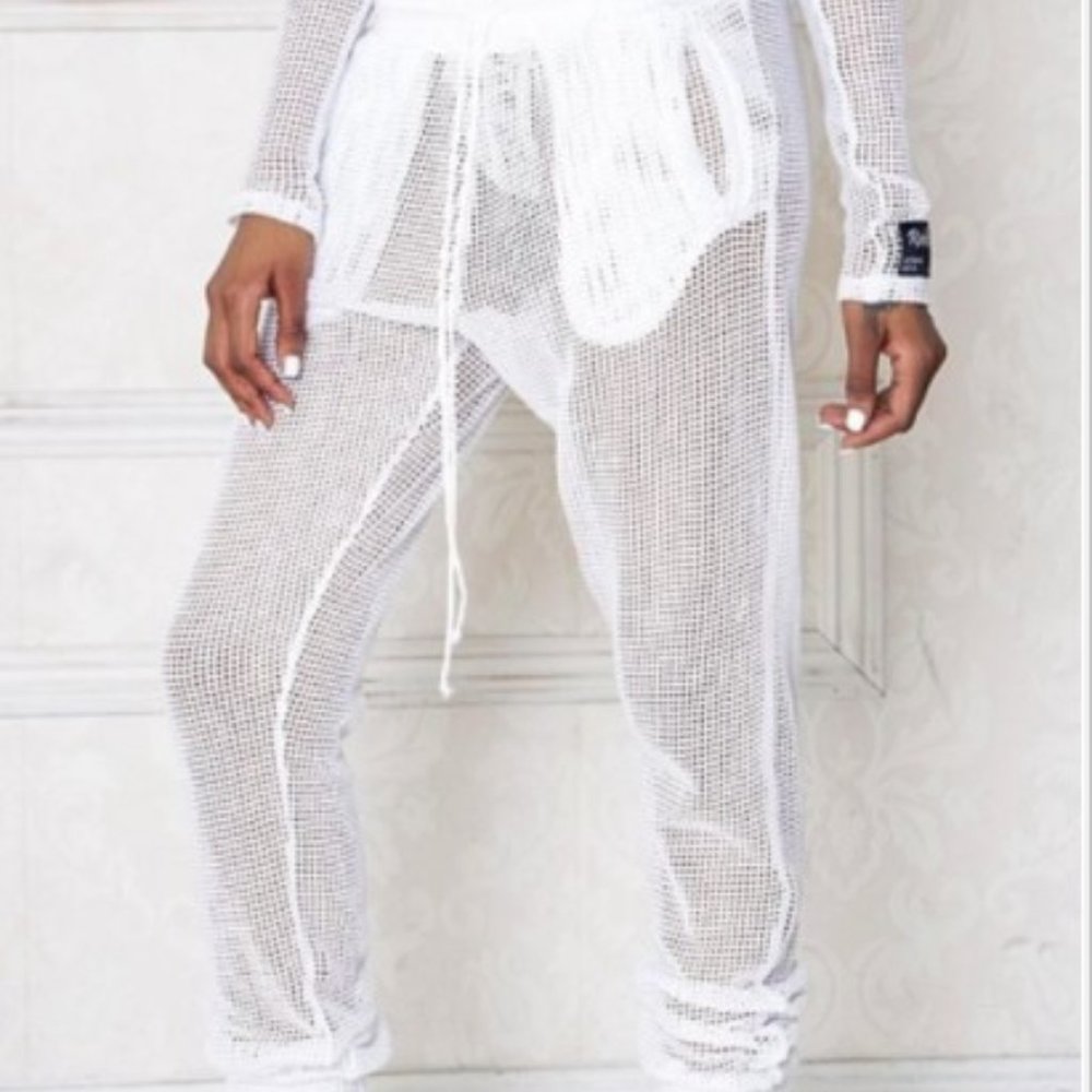 White Net Sweatpants